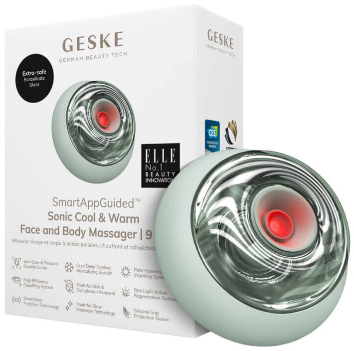 Anti-Aging Wrinkles GESKE Sonic Cool & Warm Face and Body Massager 9 in 1 Green