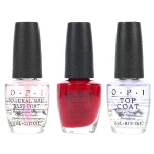 OPI Top Coat 0.5 oz, Natural Nail Base Coat 0.5 oz & Malaga Wine 0.5 oz Combo Pack