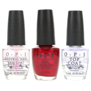 OPI I'm Not Really A Waitress 0.5 oz, Top Coat 0.5 oz & Natural Nail Base Coat 0.5 oz Combo Pack