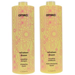 Amika Velveteen Dream Smoothing Shampoo 33.8 oz & Conditioner 33.8 oz Combo Pack