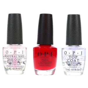 OPI Top Coat 0.5 oz, Natural Nail Base Coat 0.5 oz & The Thrill Of Brazil 0.5 oz Combo Pack