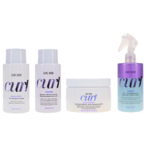 COLOR WOW Curl Wow Snag-Free Pre-Shampoo Detangler 10 oz, Hooked Shampoo 10 oz, Coco-Motion Conditioner 10 oz & Shook Mix + Fix Bundling Spray 10 oz Combo Pack