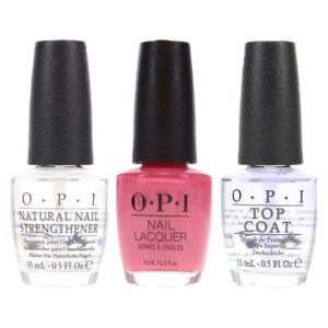 OPI Aphrodite's Pink Nightie 0.5 oz, Top Coat 0.5 oz & Natural Nail Strengthener 0.5 oz Combo Pack