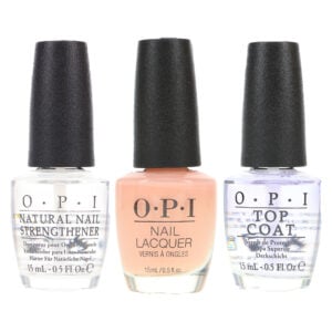 OPI Bubble Bath 0.5 oz, Top Coat 0.5 oz & Natural Nail Strengthener 0.5 oz Combo Pack