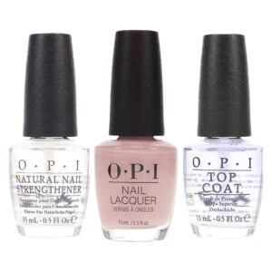 OPI Don't Bossa Nova Me Around 0.5 oz, Top Coat 0.5 oz & Natural Nail Strengthener 0.5 oz Combo Pack