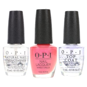 OPI Hawaiian Orchid 0.5 oz, Top Coat 0.5 oz & Natural Nail Strengthener 0.5 oz Combo Pack