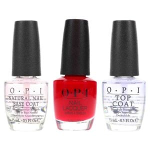 OPI The Thrill Of Brazil 0.5 oz, Natural Nail Base Coat 0.5 oz, & Top Coat 0.5 oz Combo Pack
