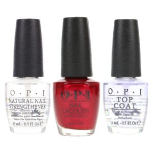 OPI I'm Not Really A Waitress 0.5 oz, Top Coat 0.5 oz & Natural Nail Strengthener 0.5 oz Pack