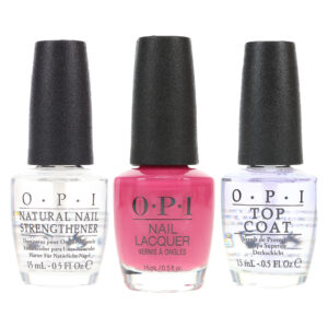 OPI Just Lanai-ing Around 0.5 oz, Top Coat 0.5 oz & Natural Nail Strengthener 0.5 oz Combo Pack