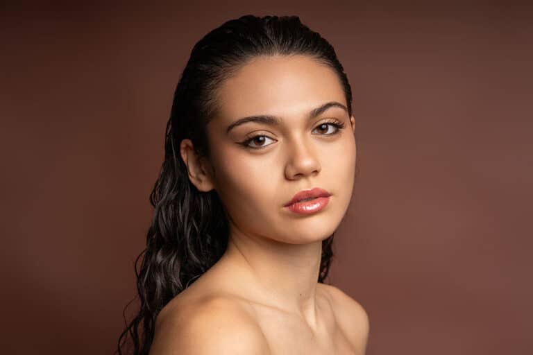 Beautiful latin woman with wet hair