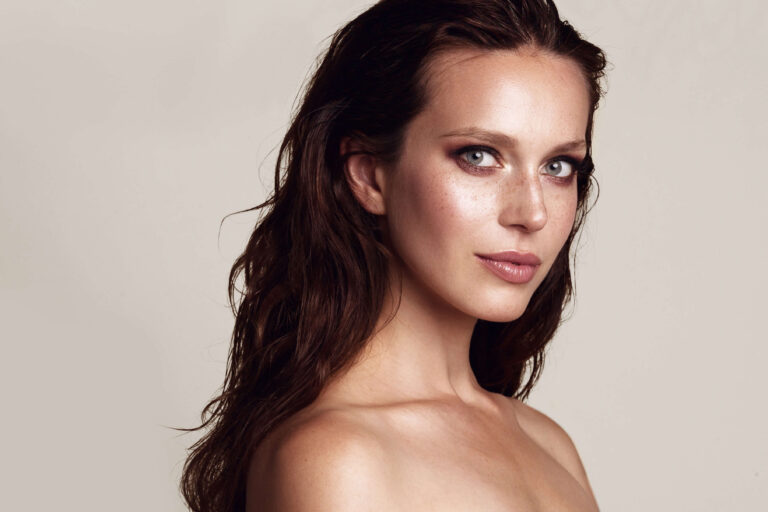 Beauty model with smoky eyes make-up stock photo