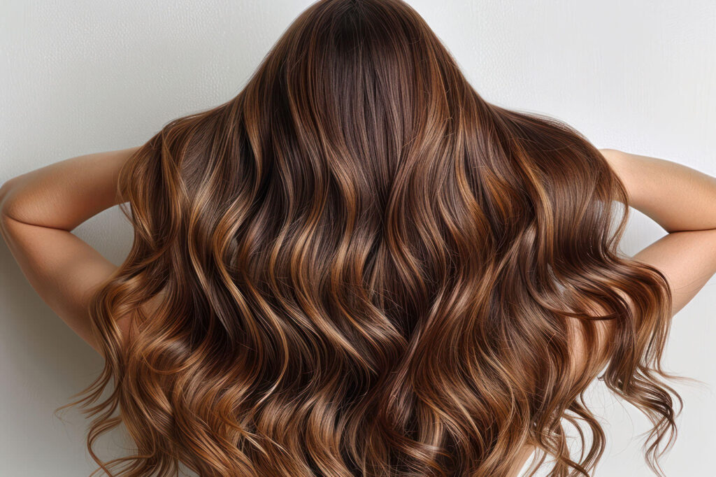 Beauty Blog Long Wavy Brown Hair on a Woman stock art