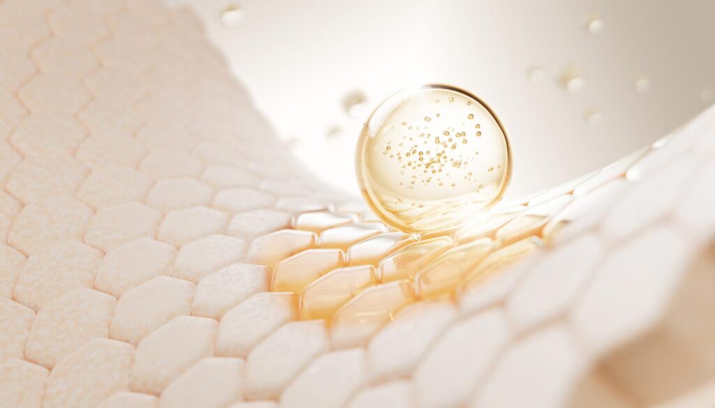 Beauty Blog 3d dry skin with oil drop texture stock photo