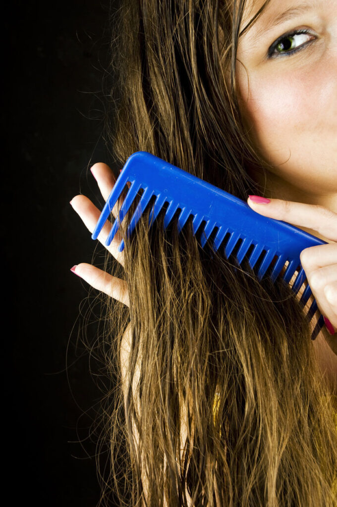 Beauty Blog Brushing hair stock photo