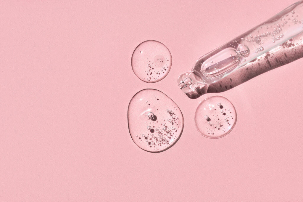 Beauty Blog Close up of pipette with hyaluronic acid stock photo