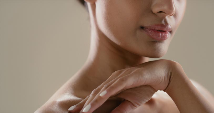 Beauty Blog Woman, hands and bodycare for shine, beauty and treatment for smooth skin stock photo