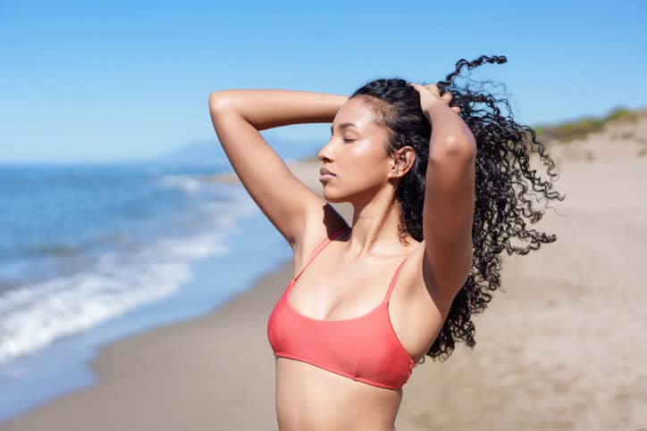 SunKissed Beauty at the Beach stock photo