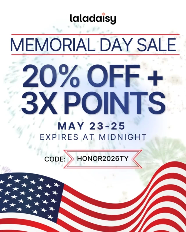 🇺🇸 Memorial Day Beauty Sale! 🌸✨

20% OFF all haircare and skincare products + 3x reward points!

🗓 May 23–25, 2026 
🎟 Code: HONOR2026TY

Shop at LaLaDaisy.com and treat yourself to your favorite beauty essentials.
#LaLaDaisy #MemorialDaySale #Haircare #Skincare #BeautyDeals #SelfCare #HealthyHair #GlowingSkin #BeautyRewards #ShopOnline