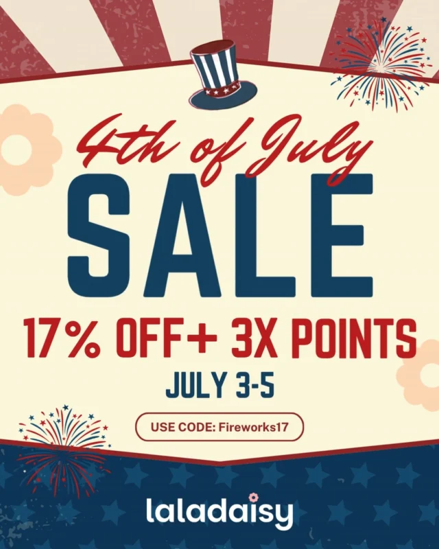🇺🇸✨ 4th of July Sale at LaLaDaisy! ✨🇺🇸

Celebrate summer with healthy, glowing skin and beautiful hair—while saving big!

🎆 17% OFF Site-Wide
🎆 3X Reward Points
🎆 Use Code: FIREWORKS17
🎆 July 3–5 Only

Stock up on your favorite skincare and haircare essentials and earn triple rewards with every purchase.

🛍️ Shop now at the link in our bio.

⏳ Hurry! This limited-time holiday sale ends July 5.

#FourthOfJulySale #LaLaDaisy #SkincareSale #HaircareSale #HealthySkin #HealthyHair #BeautyDeals #SummerBeauty #GlowUp #RewardsPoints
⸻